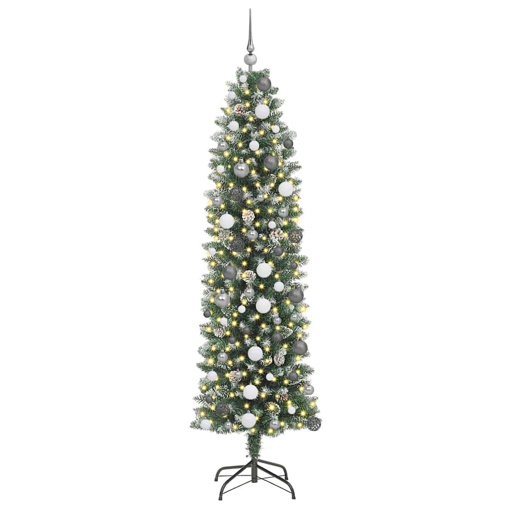 Dirbtinis lieknas Kalėdų medis su 300 LED Žalia ir balta 210 cm