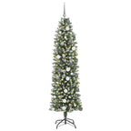 Dirbtinis lieknas Kalėdų medis su 300 LED Žalia ir balta 210 cm