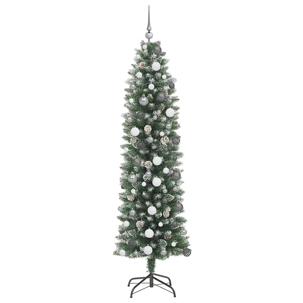 Dirbtinis lieknas Kalėdų medis su 300 LED Žalia ir balta 210 cm