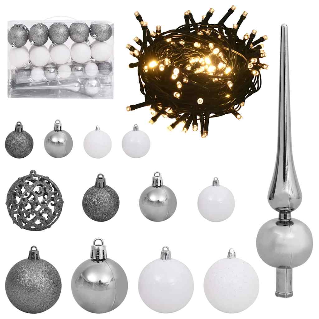 vidaXL Dirbtinė Kalėdų eglutė su 150 LED s stovu Balta 120 cm