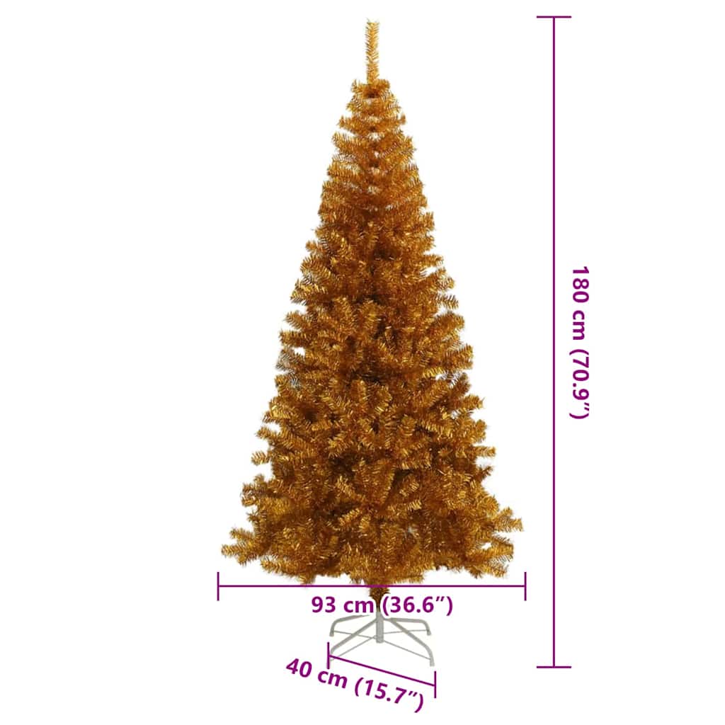 Kalėdų eglutė su 300 LED s stovu Auksinė 180 cm PET
