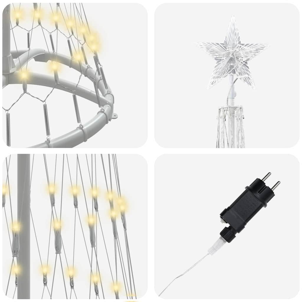 LED Kalėdų medis s stovu Šilta balta 51 x 51 x 190 cm metalas