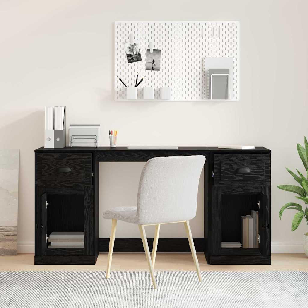 Stalas su spintele su stalčių Juodas ąžuolas 154,5 x 50 x 75 cm