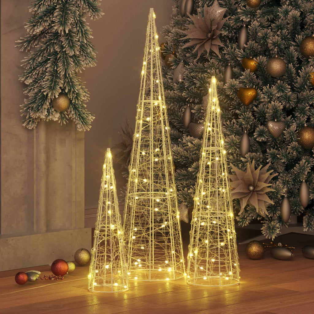 Kalėdų eglutė 3 pcs Šilta balta 20 x 20 x 80 cm Akrilas