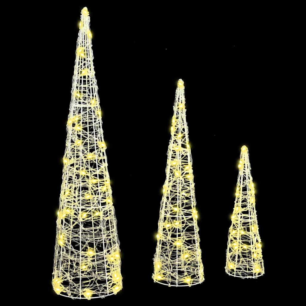Kalėdų eglutė 3 pcs Šilta balta 20 x 20 x 80 cm Akrilas