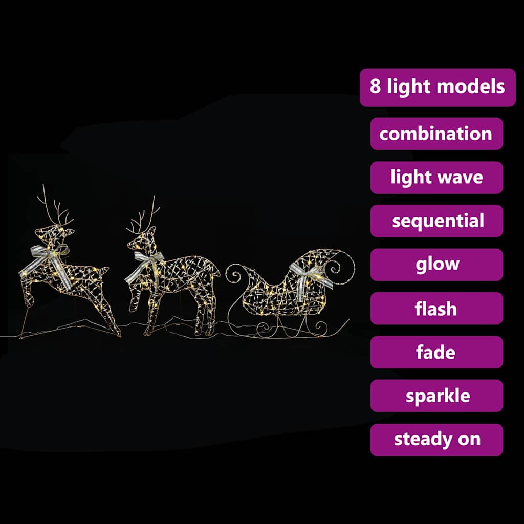 LED elniai su 60 LED 3 pcs Šilta balta PET