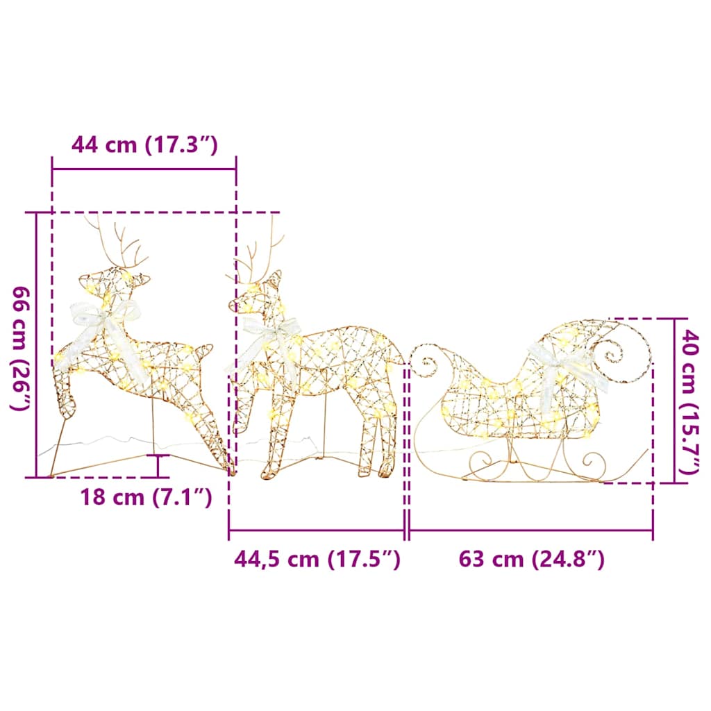 LED elniai su 60 LED 3 pcs Šilta balta PET
