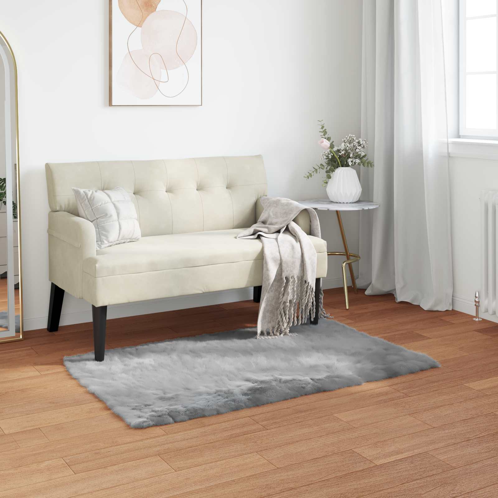 Dirbtinio avikailio kilimas Tafalla Pilka 60 x 110 cm