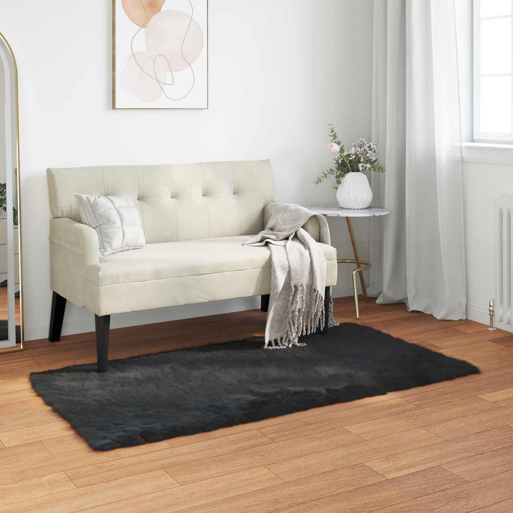 Dirbtinio avikailio kilimas Tafalla Juoda 80 x 150 cm