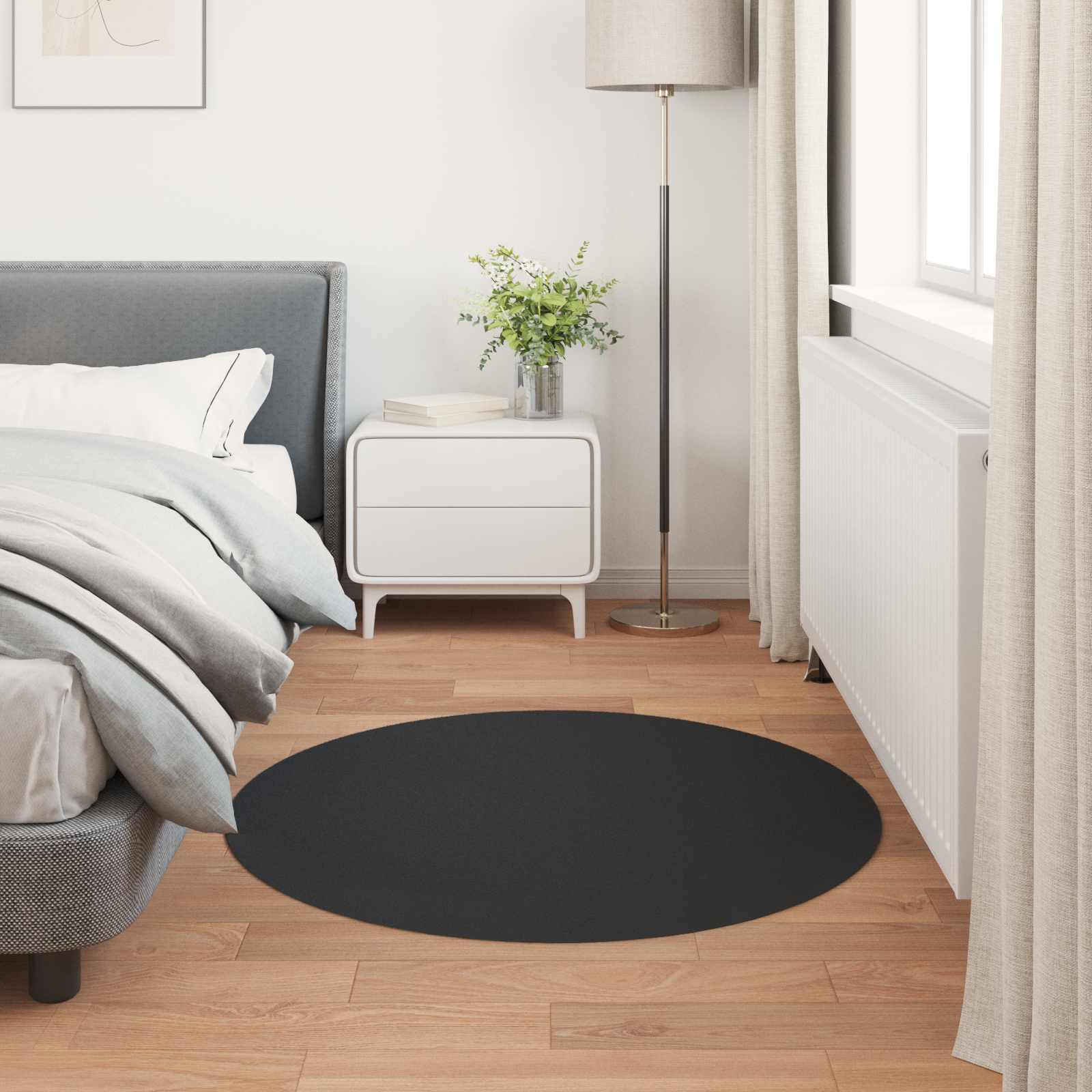 Dirbtinio triušio kailio kilimas Olite Juoda Ø 80 cm