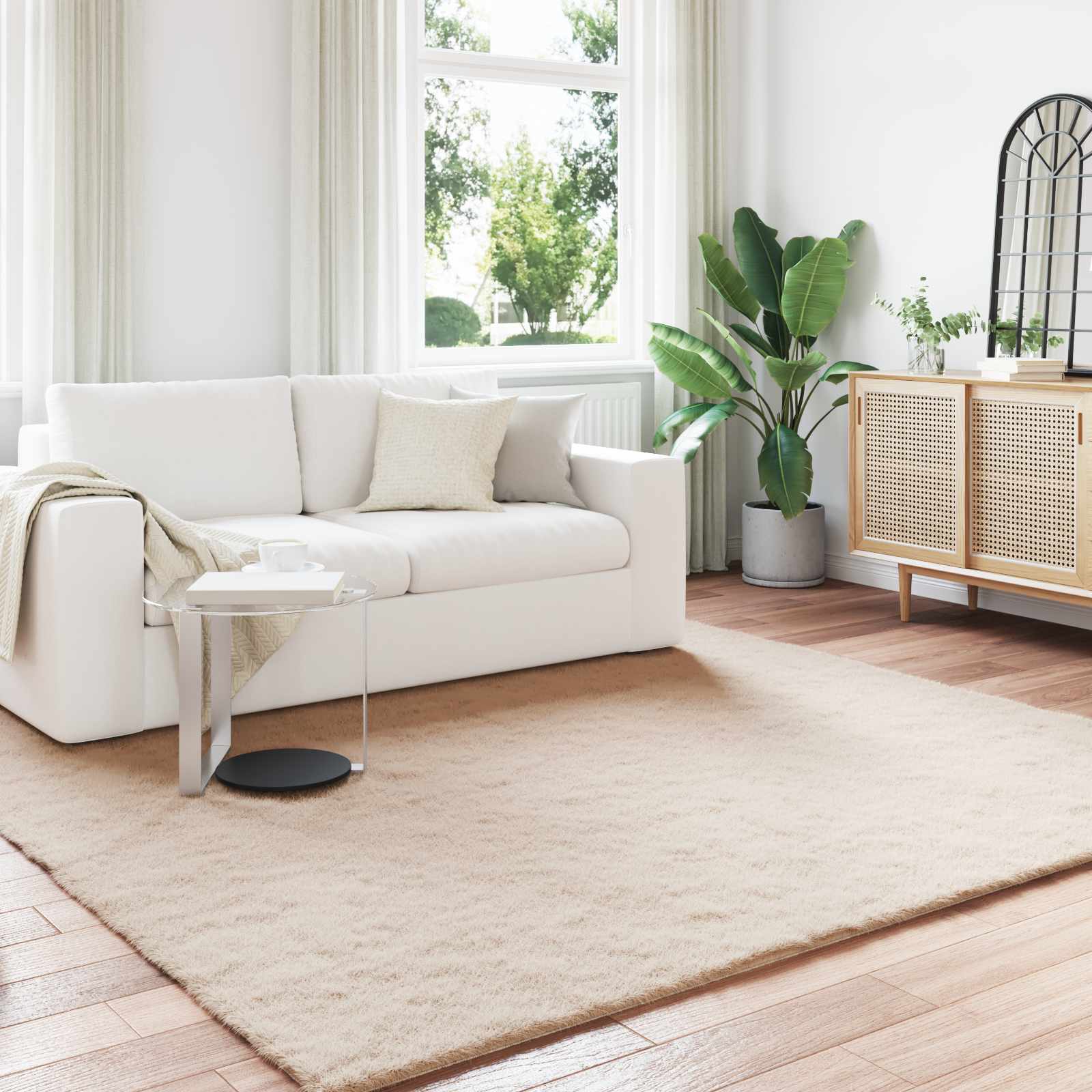 Dirbtinio triušio kailio kilimas Olite Taupe 240 x 240 cm