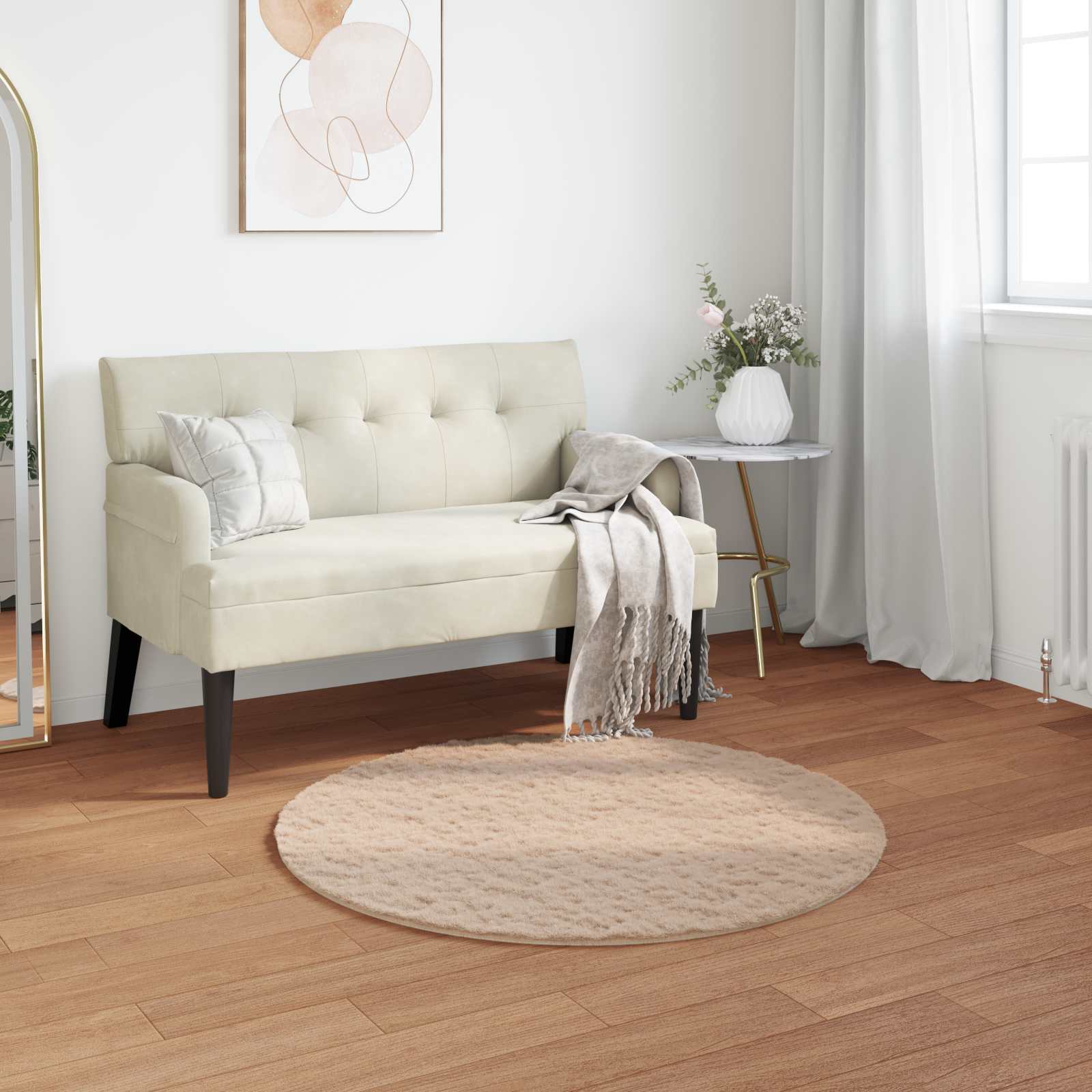 Dirbtinio triušio kailio kilimas Olite Taupe Ø 80 cm