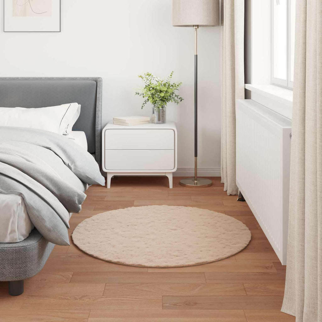 Dirbtinio triušio kailio kilimas Olite Taupe Ø 100 cm