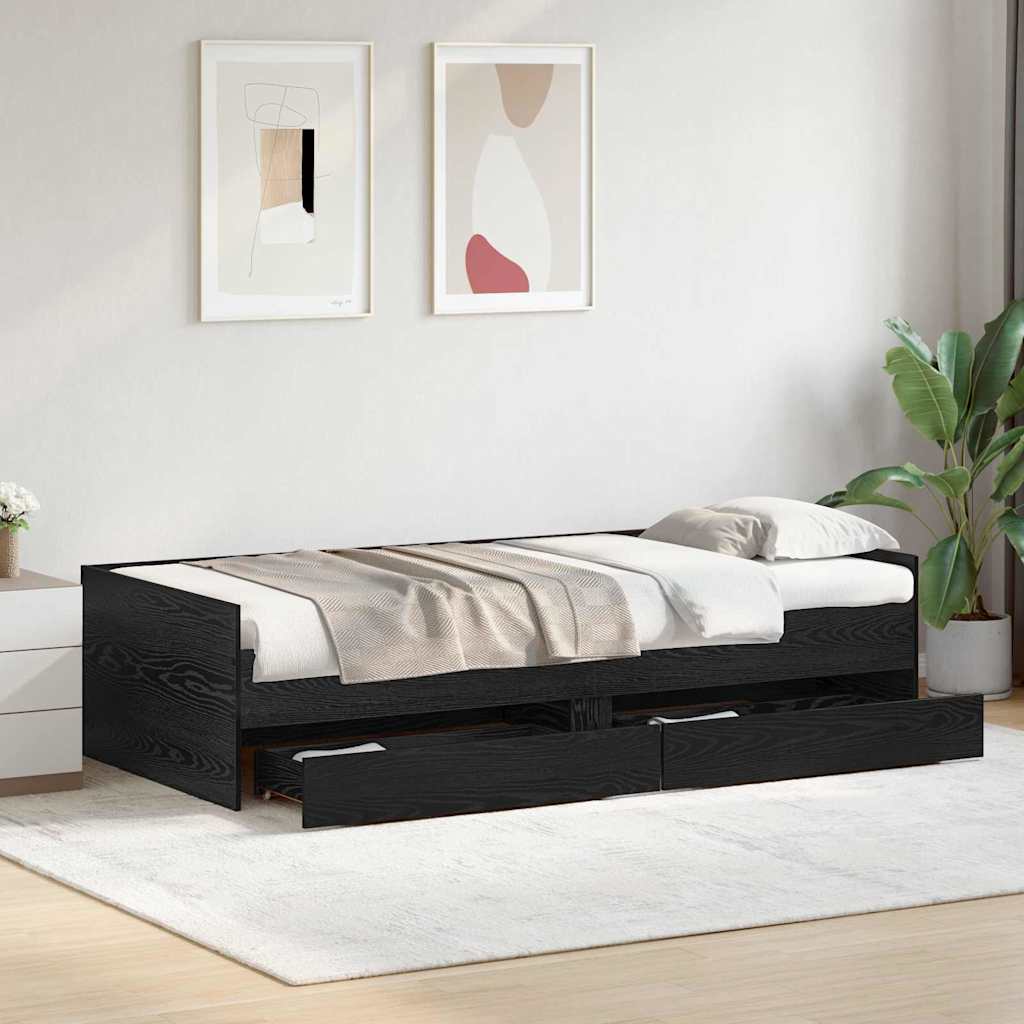 Lovos rėmas Juodas ąžuolas 90 x 200 cm Kietos pušies mediena