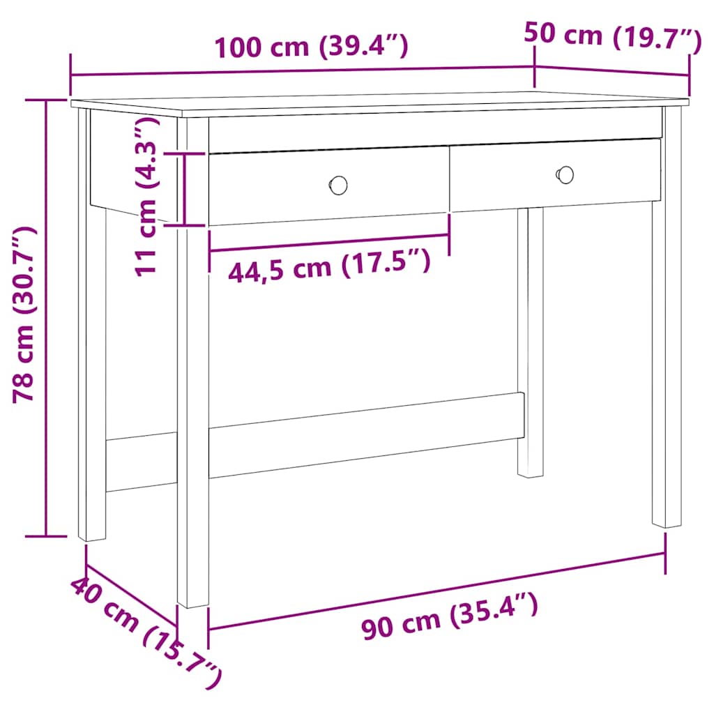 Stalas Max Ruda Kietos pušies mediena 100 x 50 x 78 cm