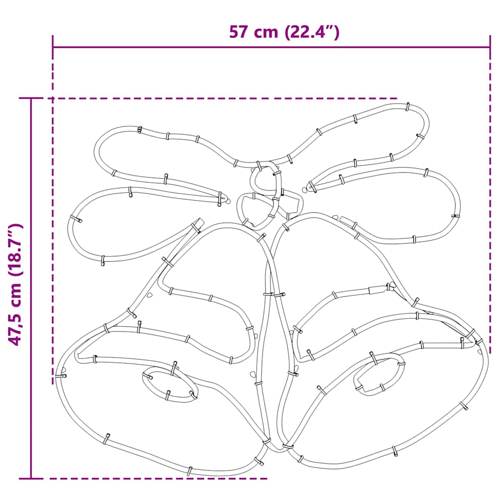 Kalėdų skambutis su 144 LED Įvairiaspalvis 56 x 46 cm PVC