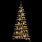 Kalėdų eglutė su 80 LED Natūrali 150 cm masyvi uosio mediena