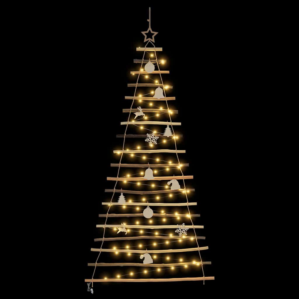 Kalėdų eglutė su 100 LED Natūrali 180 cm masyvi uosio mediena
