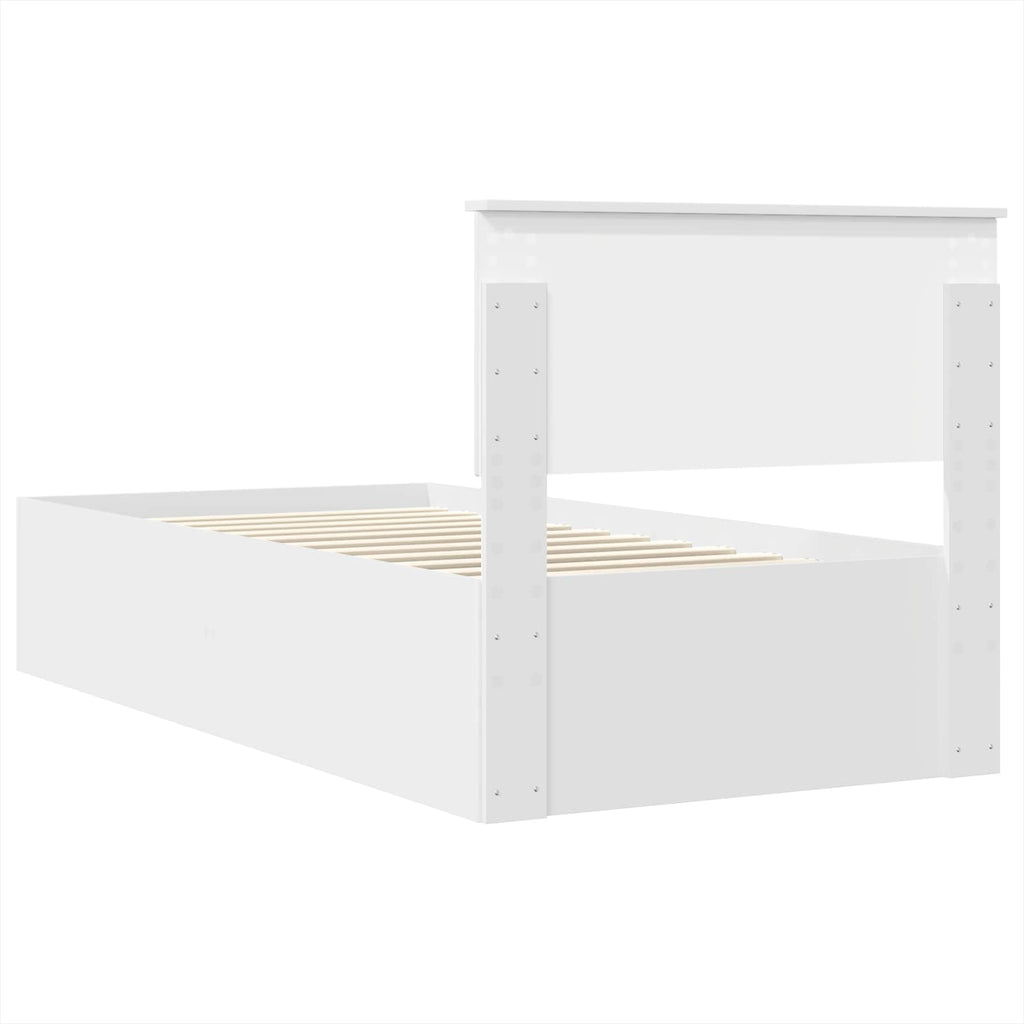 Lovos rėmas su galvūgalio Balta 90 x 190 cm Apdirbta mediena