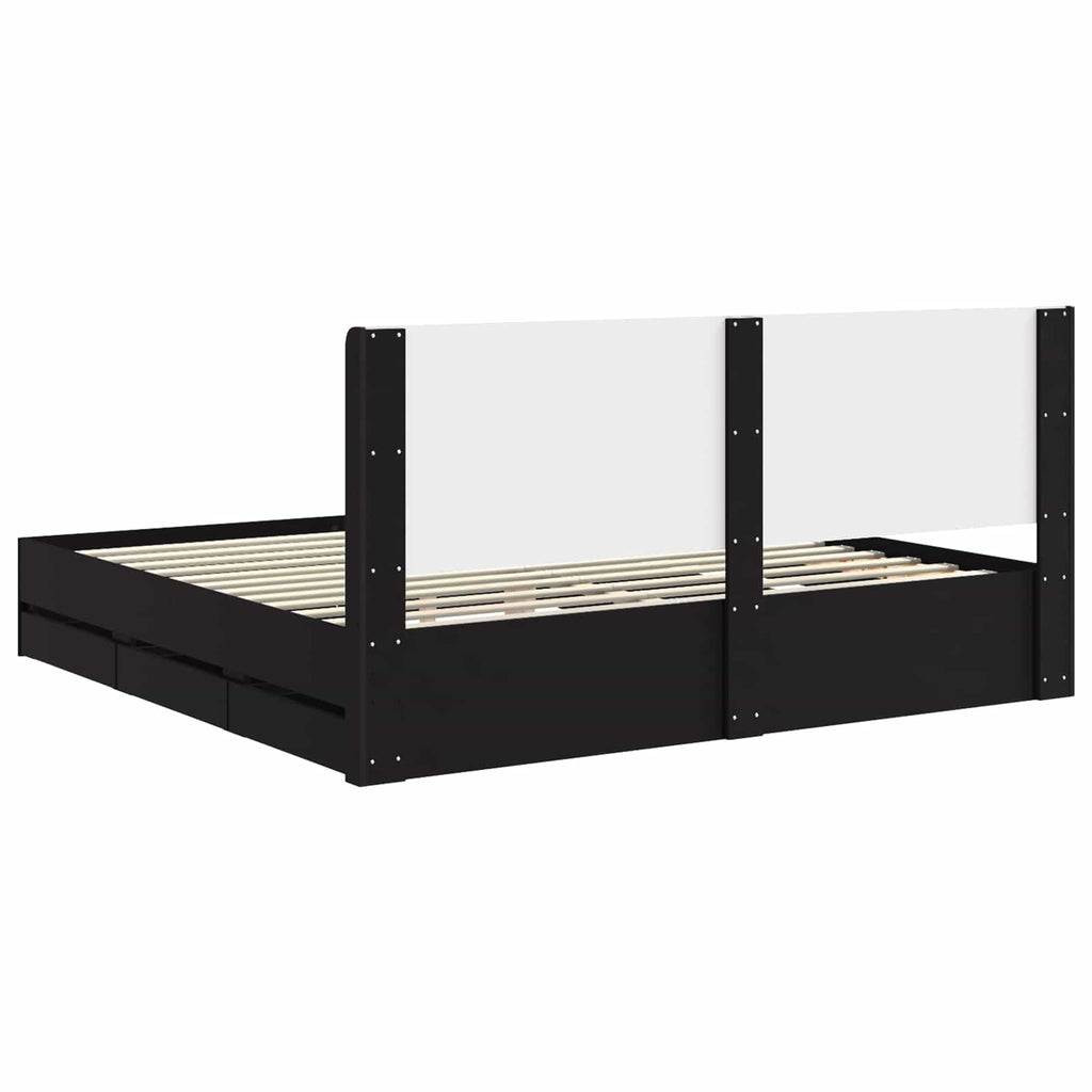 Lovos rėmas su saugojimu ir nugara Juoda 200 x 200 cm