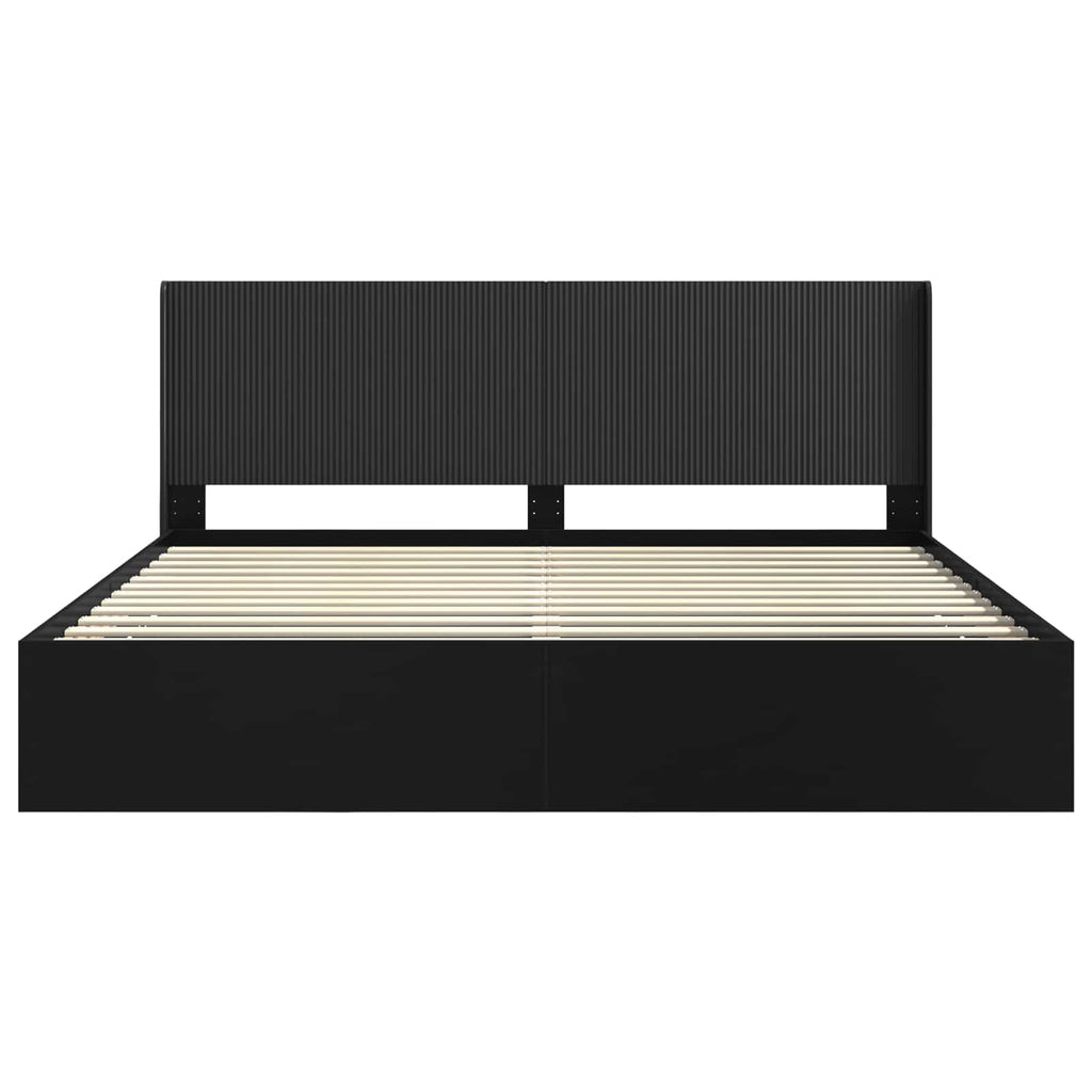 Lovos rėmas su saugojimu ir nugara Juoda 200 x 200 cm