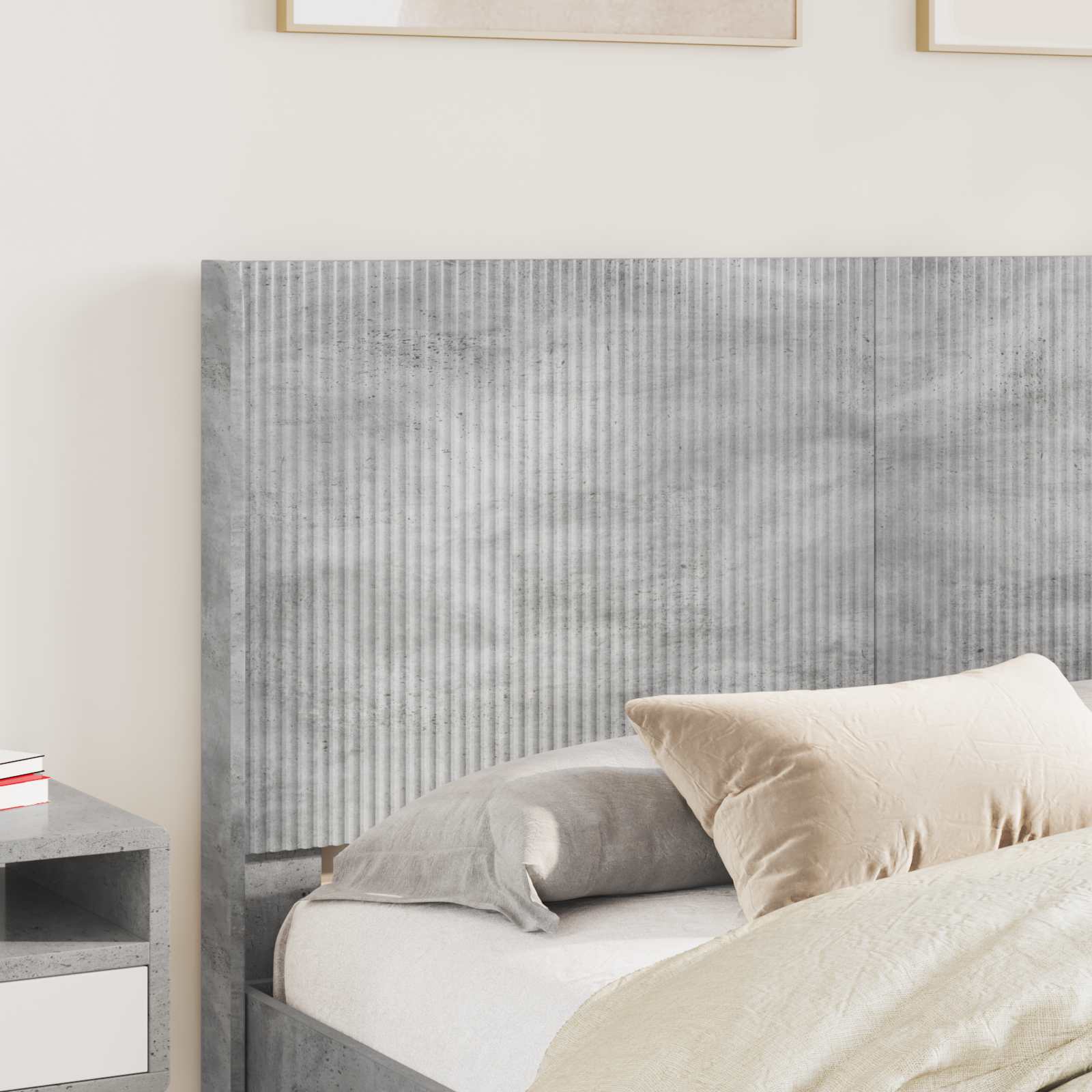 Lovos rėmas su saugojimu ir nugara Betono pilka 140 x 200 cm