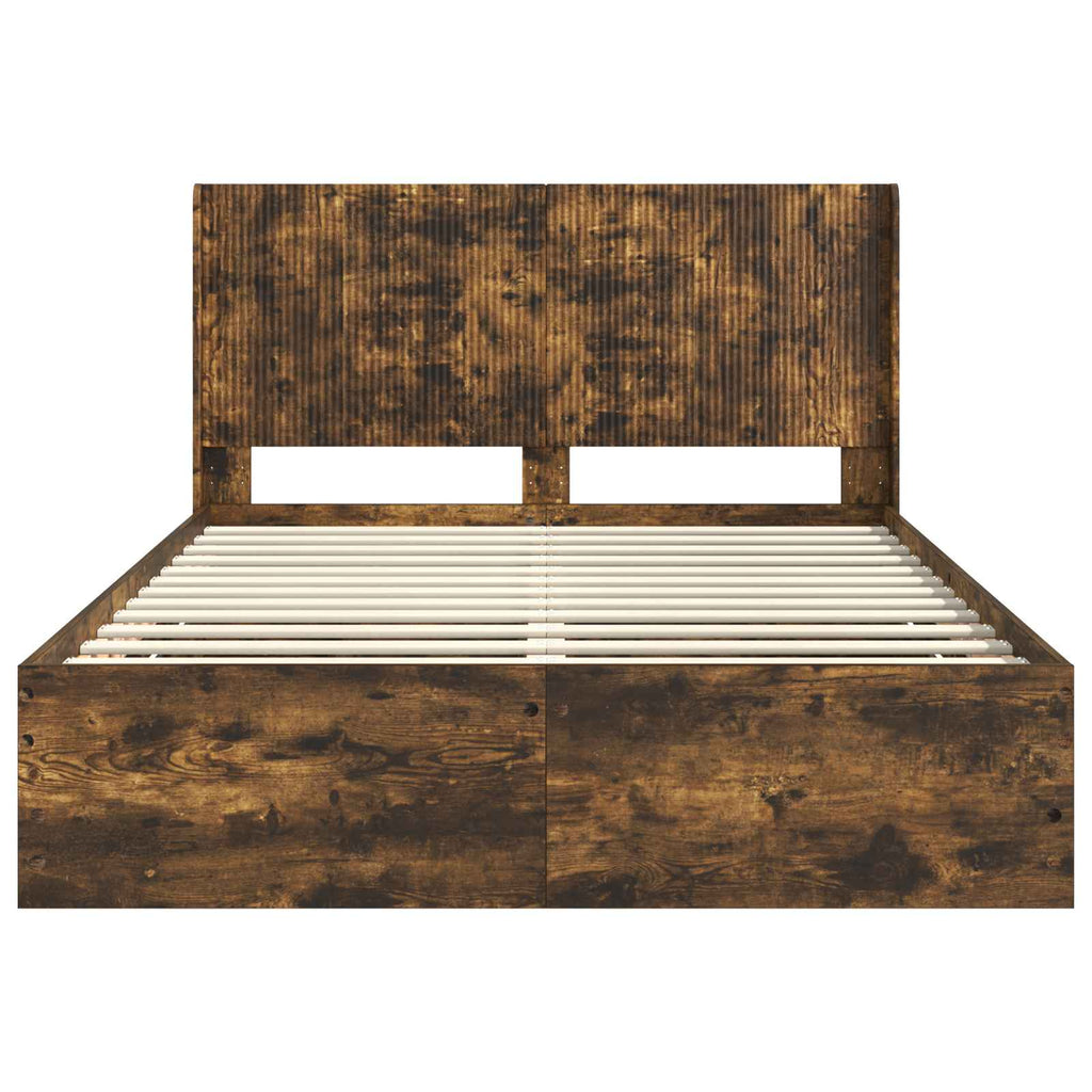Lovos rėmas su saugojimu ir nugara Dūminio ąžuolo 120 x 200 cm
