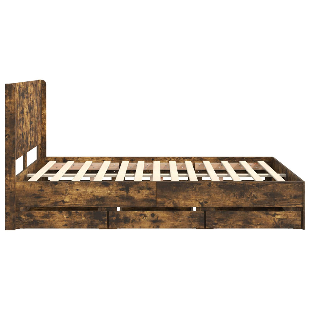 Lovos rėmas su saugojimu ir nugara Dūminio ąžuolo 120 x 200 cm