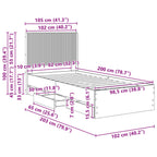 Lovos rėmas su saugojimu ir nugara Sonoma ąžuolas 100 x 200 cm
