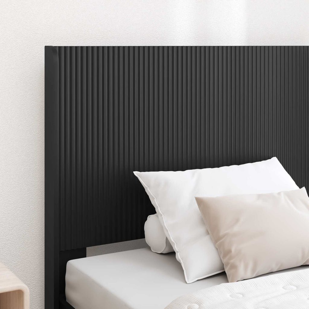 Lovos rėmas su saugojimu ir nugara su stalčių Juoda 90 x 200 cm