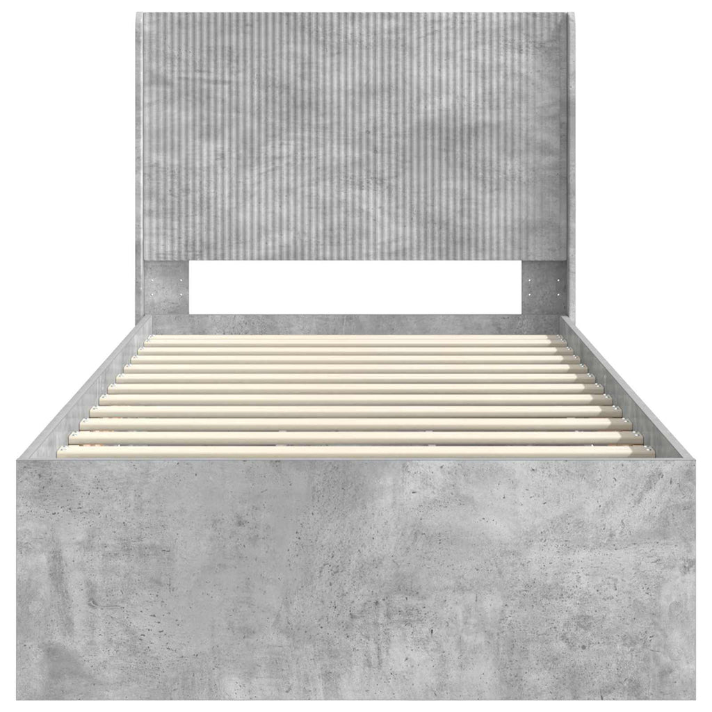 Lovos rėmas su saugojimu ir nugara Betono pilka 90 x 200 cm