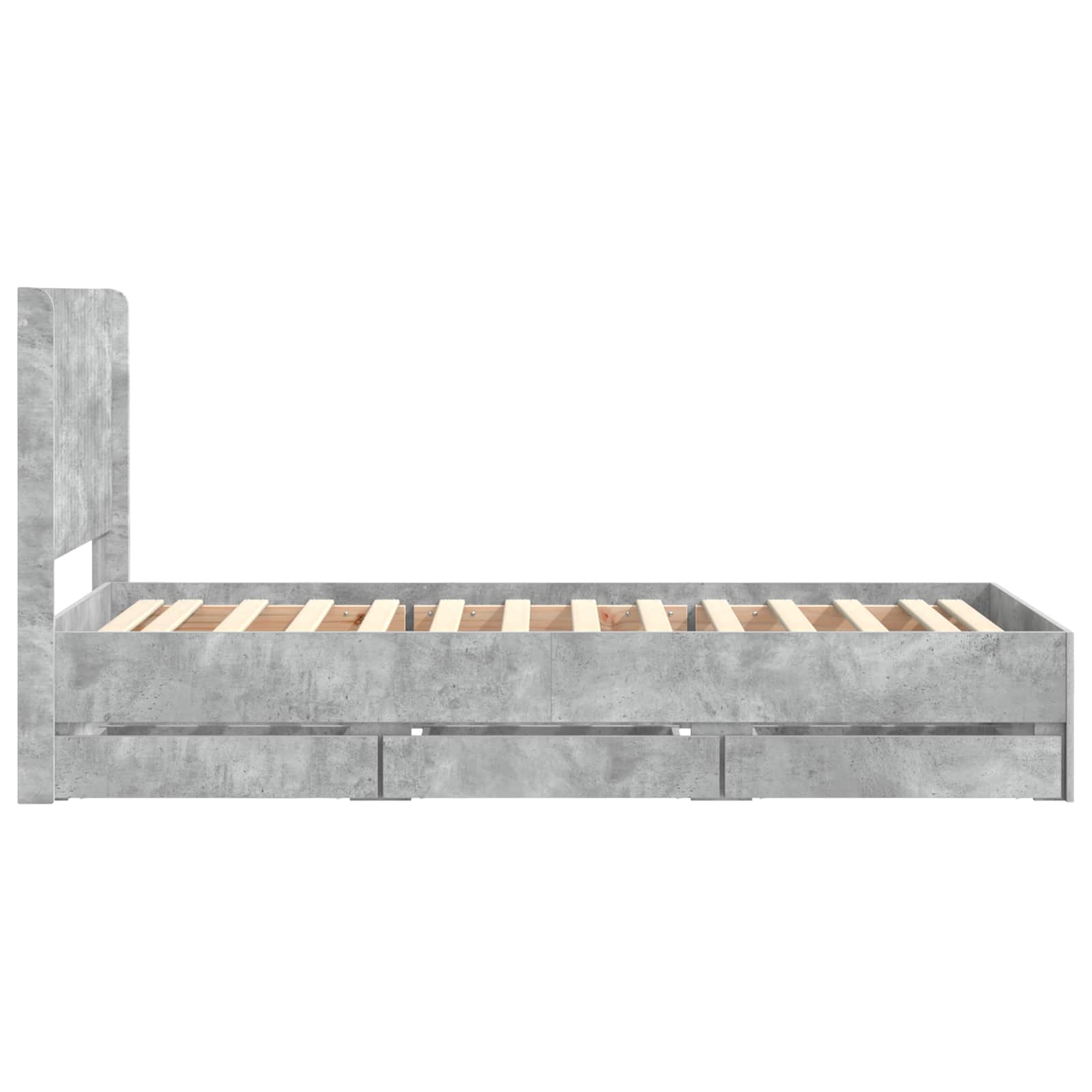 Lovos rėmas su saugojimu ir nugara Betono pilka 90 x 200 cm