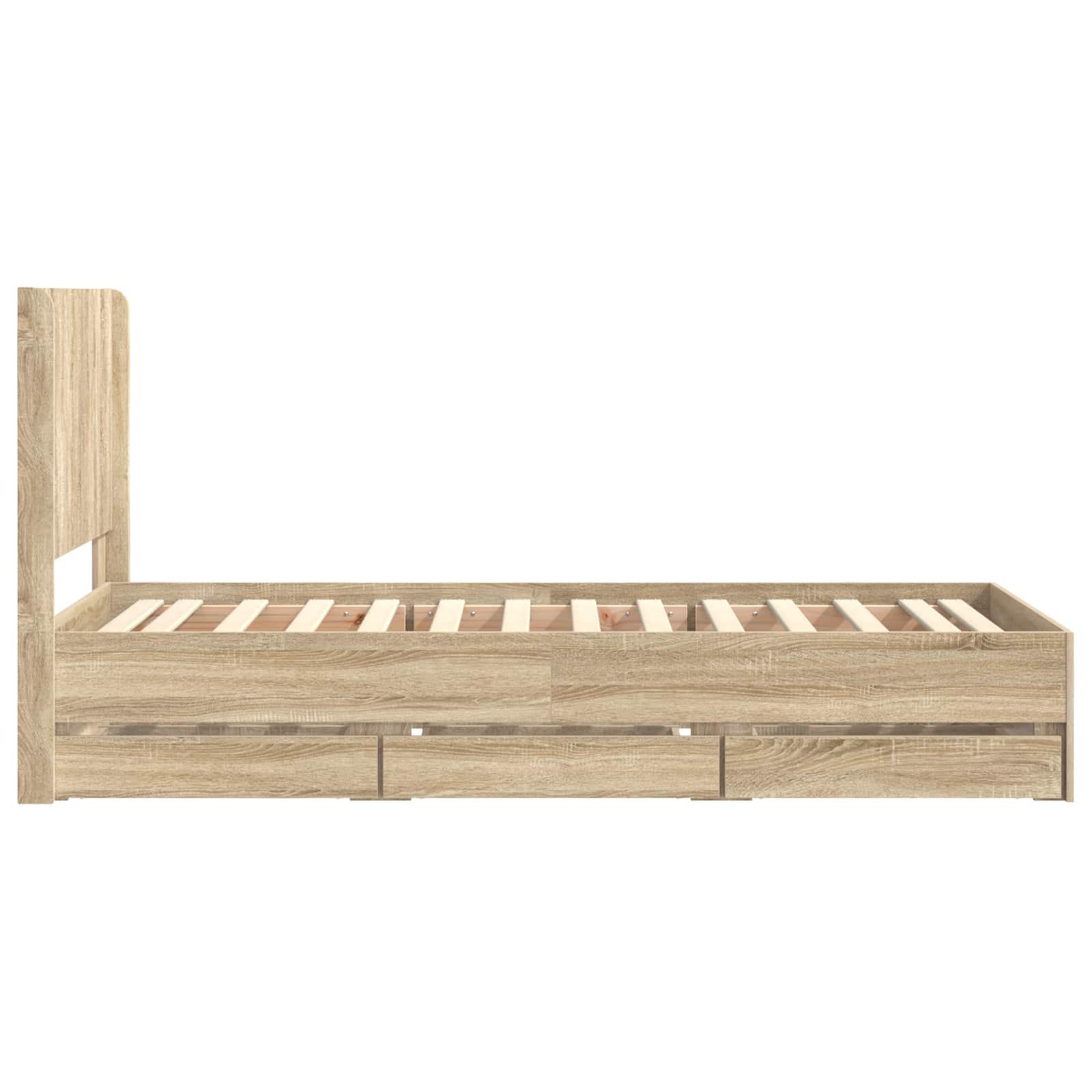 Lovos rėmas su saugojimu ir nugara Sonoma ąžuolas 75 x 190 cm