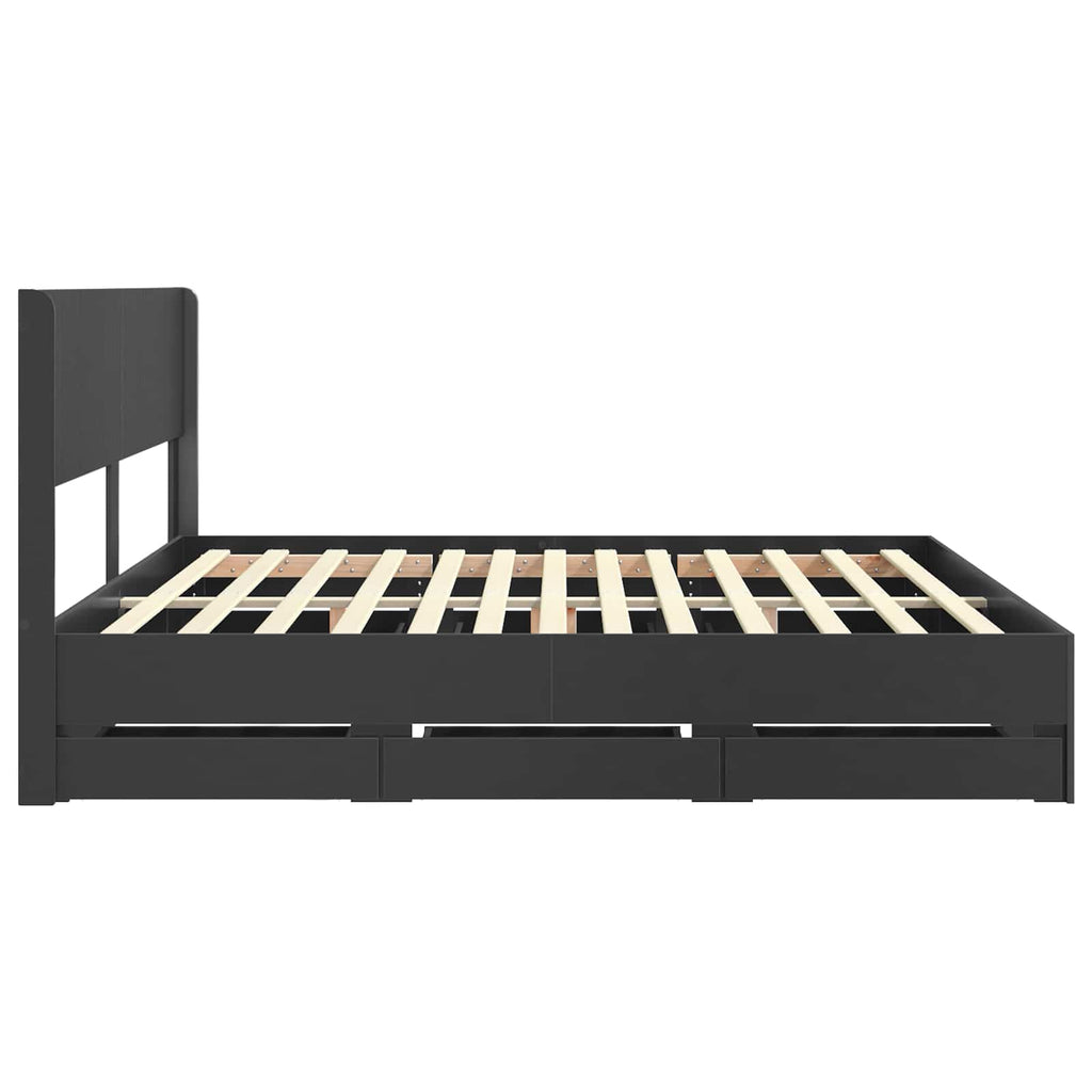 Lovos rėmas su saugojimu ir nugara Juoda 200 x 200 cm