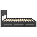 Lovos rėmas su saugojimu ir nugara Juoda 200 x 200 cm