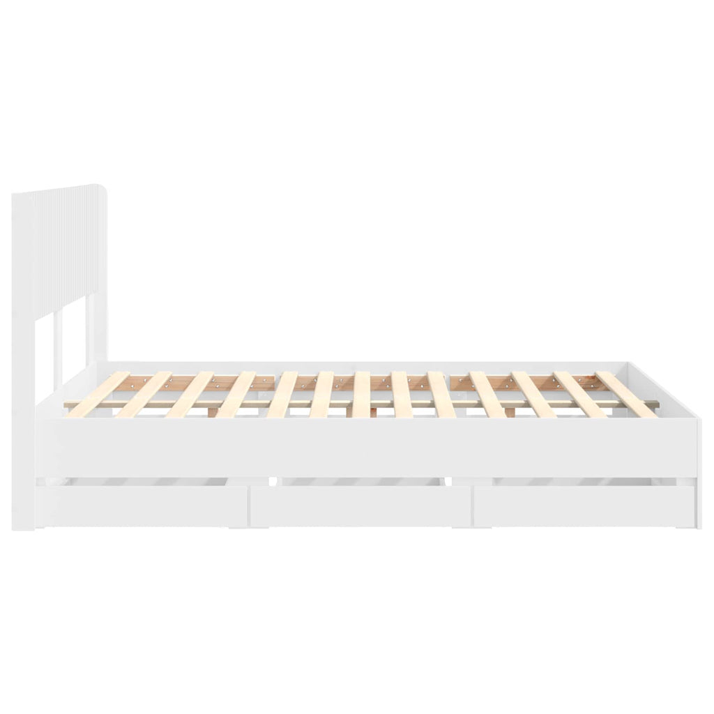 Lovos rėmas su saugojimu ir nugara Balta 160 x 200 cm