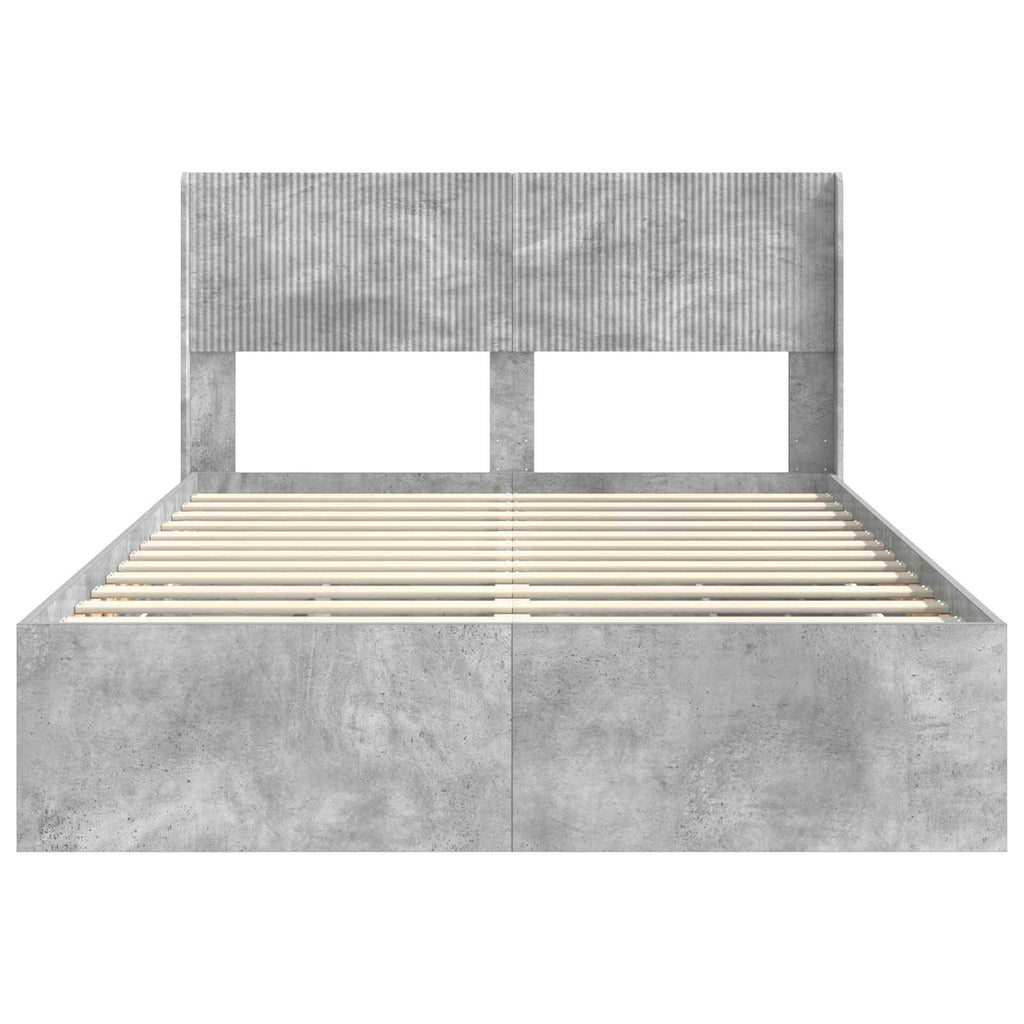 Lovos rėmas su saugojimu ir nugara Betono pilka 140 x 200 cm