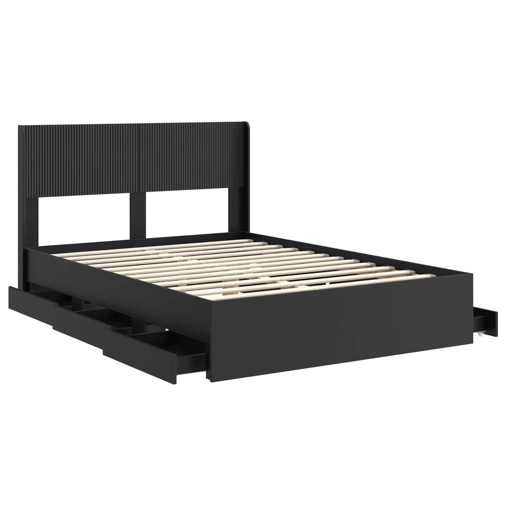 Lovos rėmas su saugojimu ir nugara Juoda 140 x 190 cm