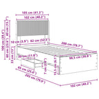 Lovos rėmas su saugojimu ir nugara Balta 100 x 200 cm