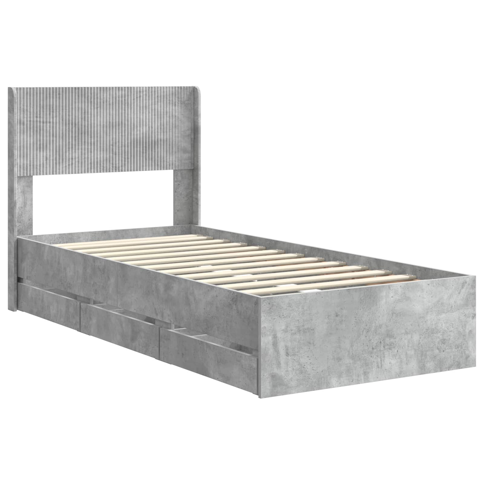 Lovos rėmas su saugojimu ir nugara Betono pilka 90 x 200 cm
