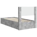 Lovos rėmas su saugojimu ir nugara Betono pilka 90 x 200 cm