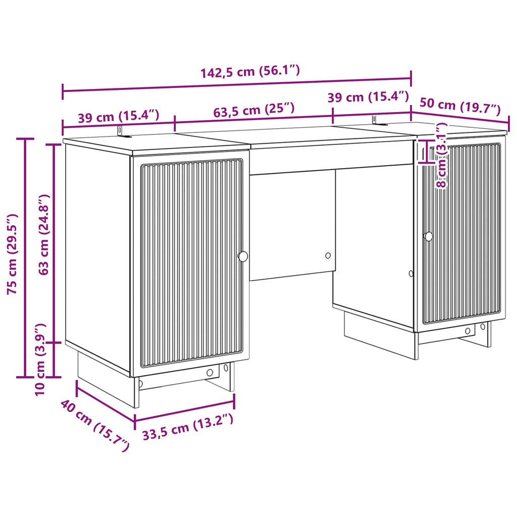 Stalas Juoda Apdirbta mediena 142,5 x 50 x 75 cm