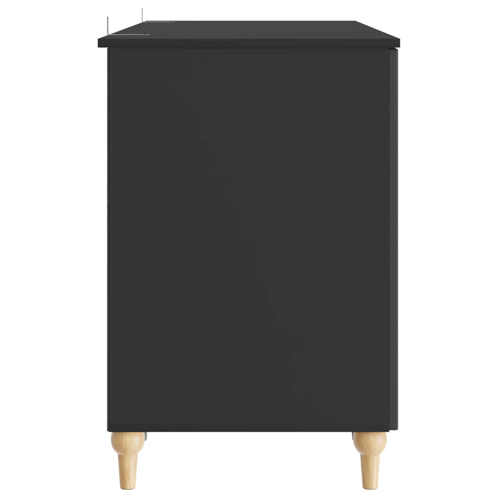 Stalas su lentyna Juoda 142,5 x 50 x 75 cm Apdirbta mediena