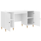 Stalas Blizgus baltas 142,5 x 50 x 75 cm Apdirbta mediena
