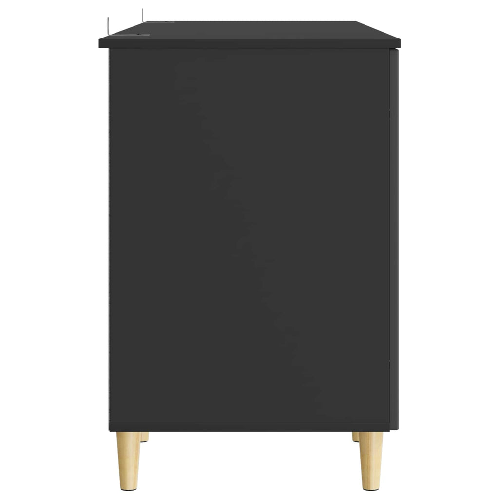 Stalas su lentyna Juoda 142,5 x 50 x 75 cm Apdirbta mediena