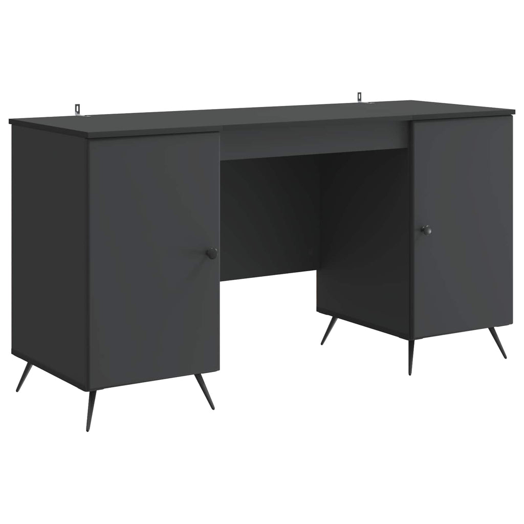 Stalas su lentyna Juoda 142,5 x 50 x 75 cm Apdirbta mediena