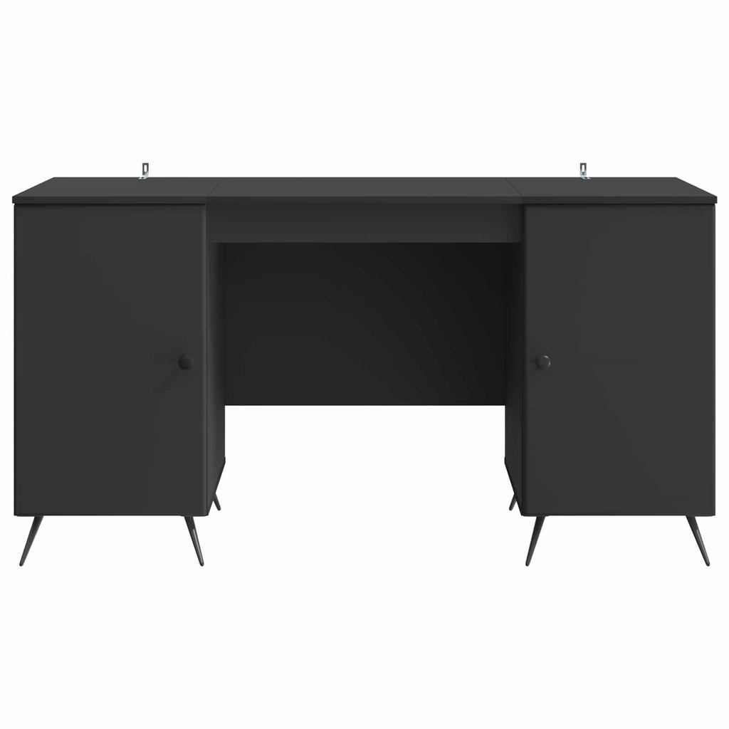 Stalas su lentyna Juoda 142,5 x 50 x 75 cm Apdirbta mediena