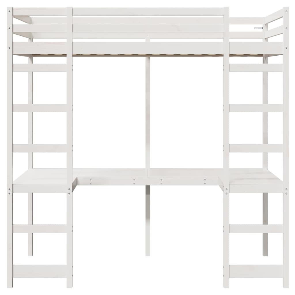 Palėpės lovos rėmas Balta 90 x 200 cm Kietos pušies mediena