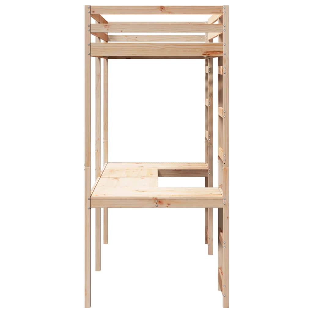 Palėpės lovos rėmas Natūrali 90 x 190 cm Kietos pušies mediena