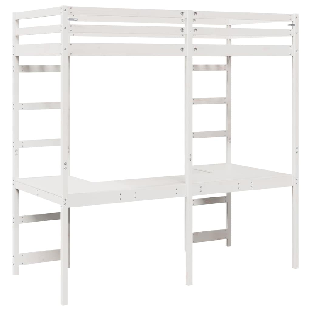 Palėpės lovos rėmas Balta 75 x 190 cm Kietos pušies mediena